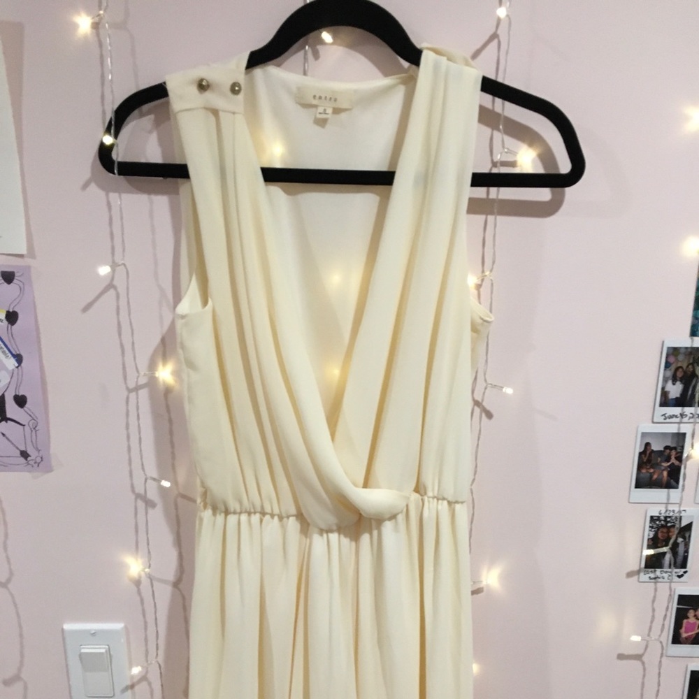 long white v neck elegant dress